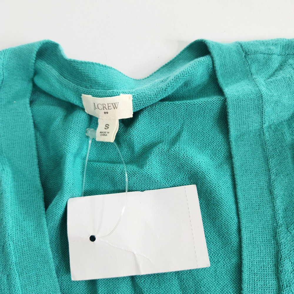 J Crew Factory Womens Cardigan Size S Short Sleeve Cotton Button Up Green 01 - Picture 10 of 10